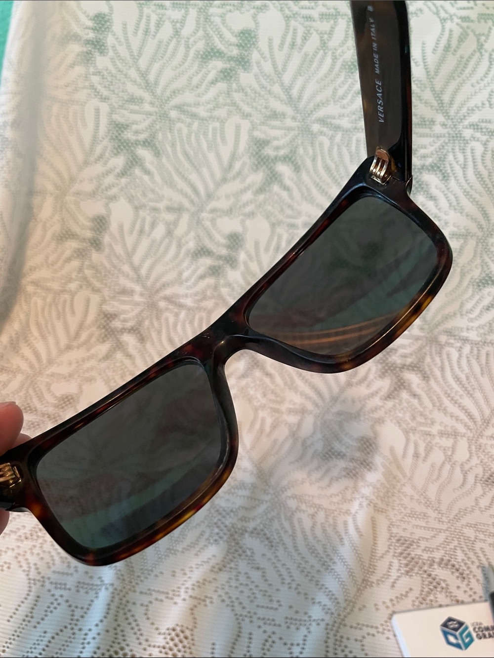 Versace Tortoiseshell Sunglasses with Black Lenses and Gold Logo Plaque - Picture 8 of 13